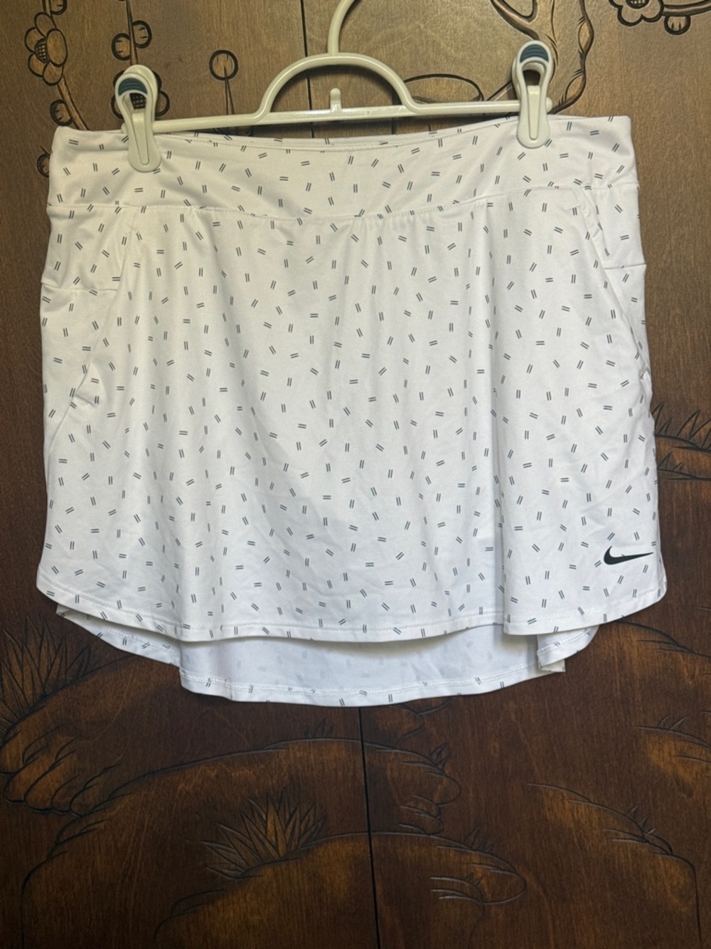 Nike White Skort with Tiny Black Dash Print